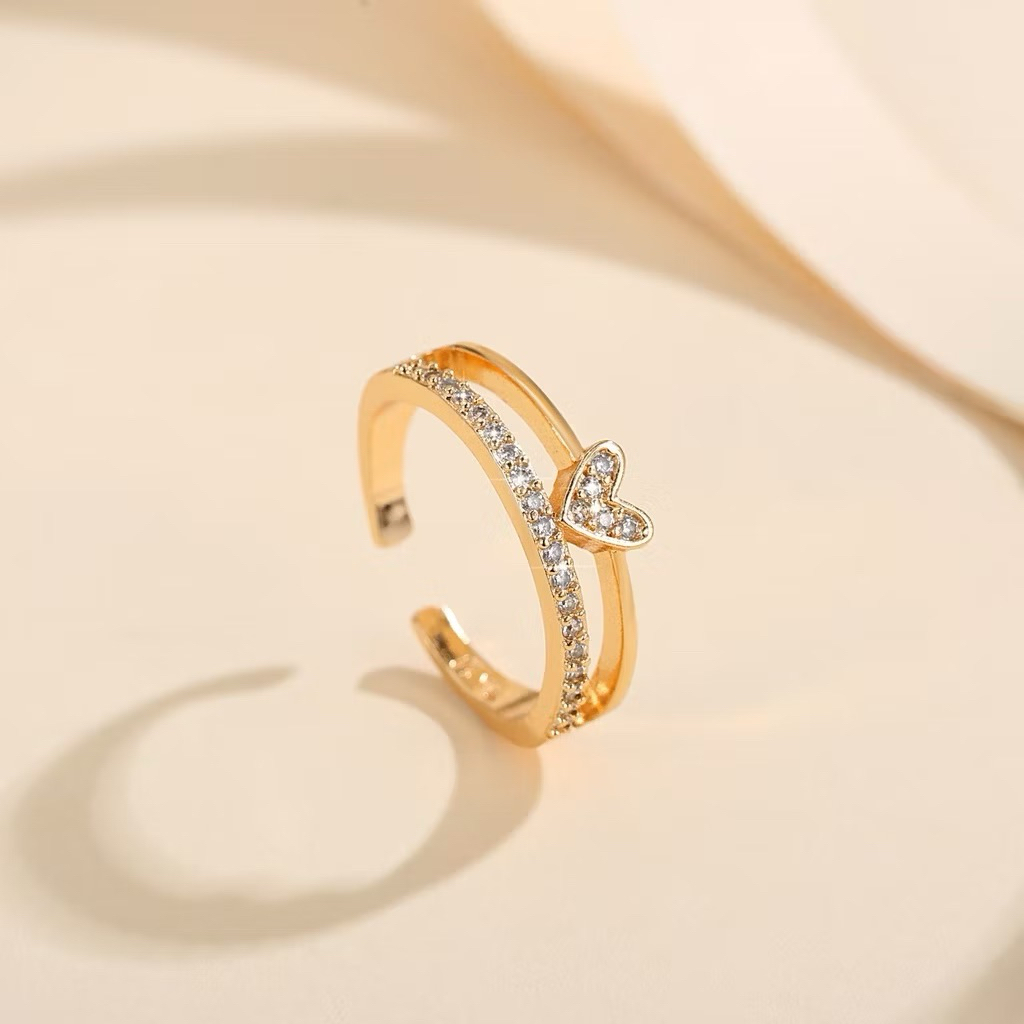 Lanme Jewelry Cincin Hati Titanium Wanita Anti Karat Korea Adjustable Cincin Perhiasan Rings Fashion