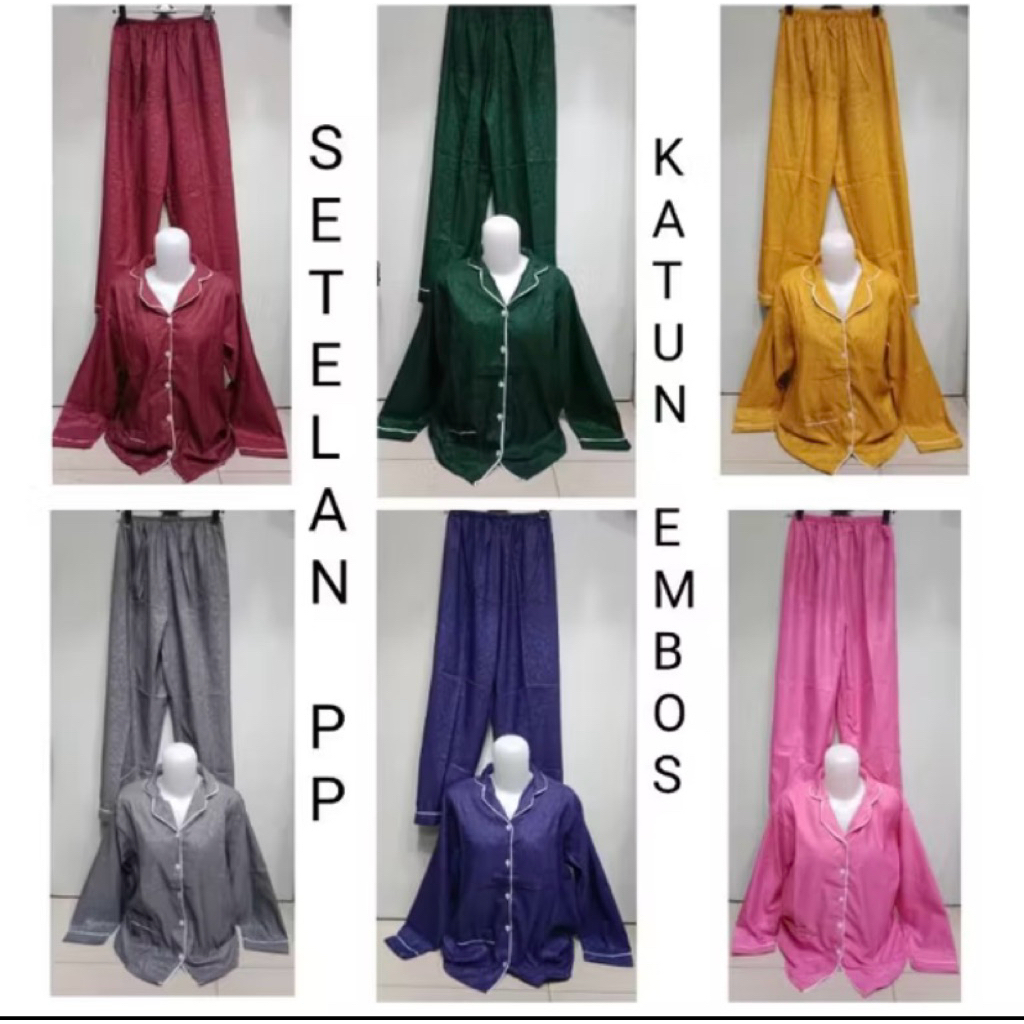 Setelan tidur katun PP / setelan tidur katun / setelan tidur panjang / baju tidur  katun panjang