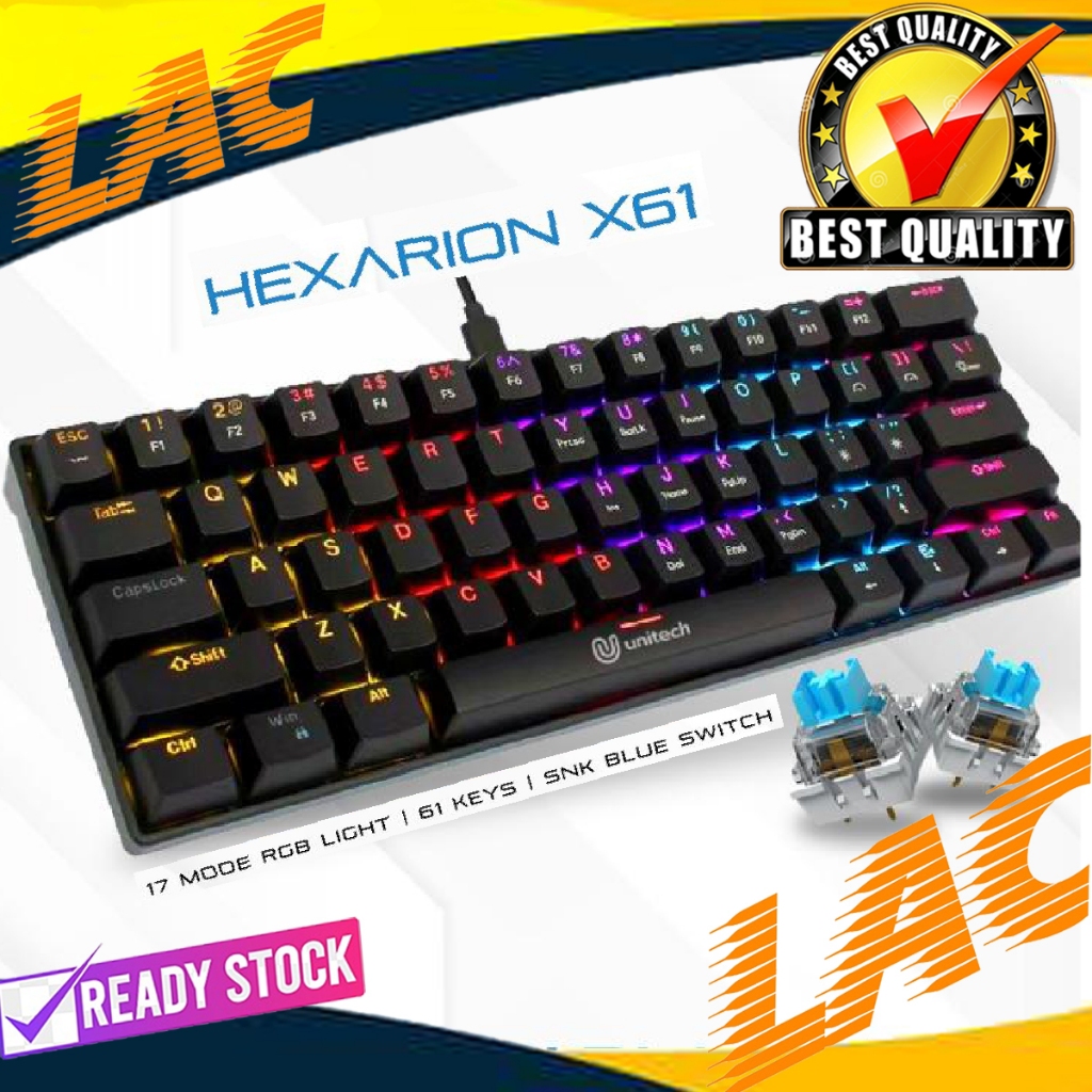 Keyboard Gaming Unitech Hexarion X61 Keyboard Mechanical 60%