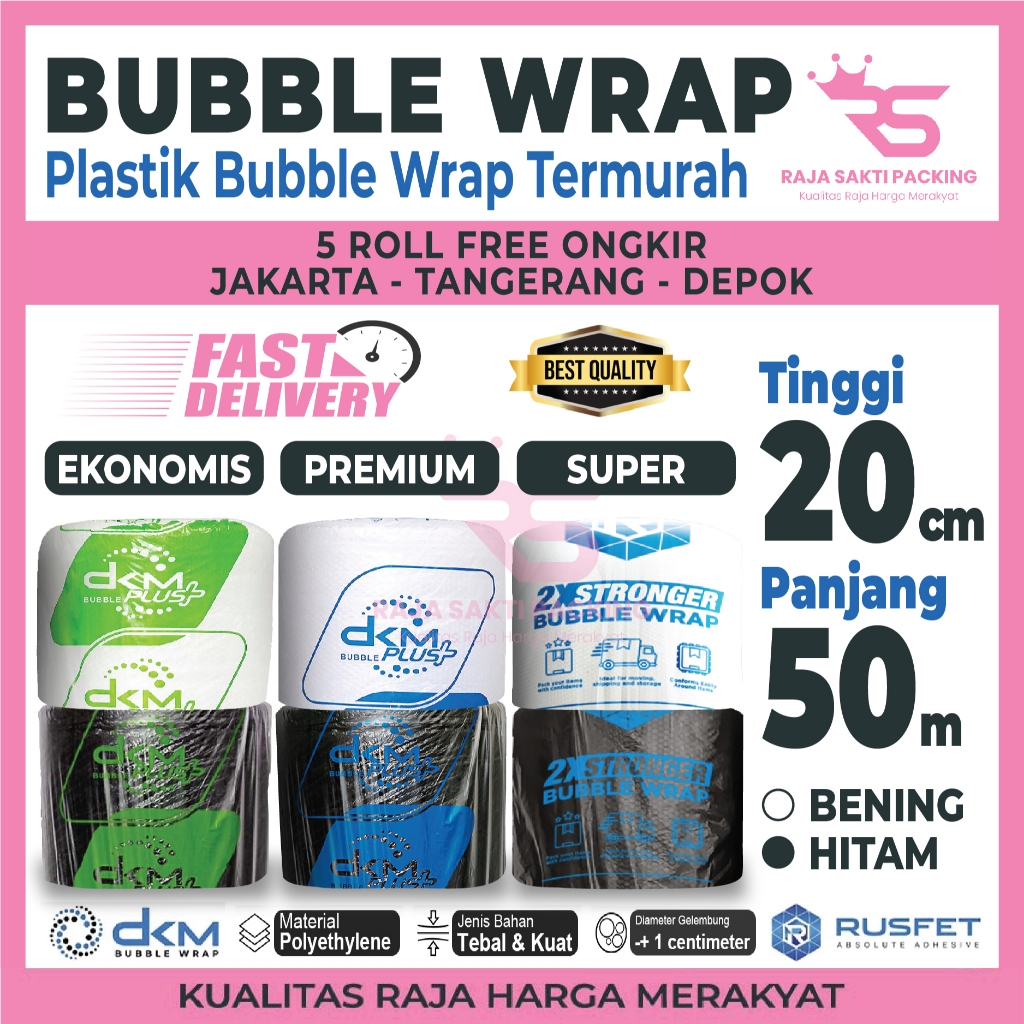 

Bubble Wrap 20CM X 50M Premium Tebal Delkomas DKM PLUS Termurah Satuan