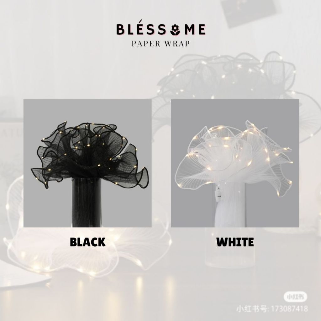 

(1pc 25cm x 2m) Korean LED Ruffle Lace Wrapping Flower / Folded Wave Organza LED / Ruffle LED Wrap / Tile Renda Gelombang LED / LED Korean Curly Mesh / Mermaid Tail Buket Bunga LED / Kain Buket Bunga Florist Pembungkus Hand Bouquet