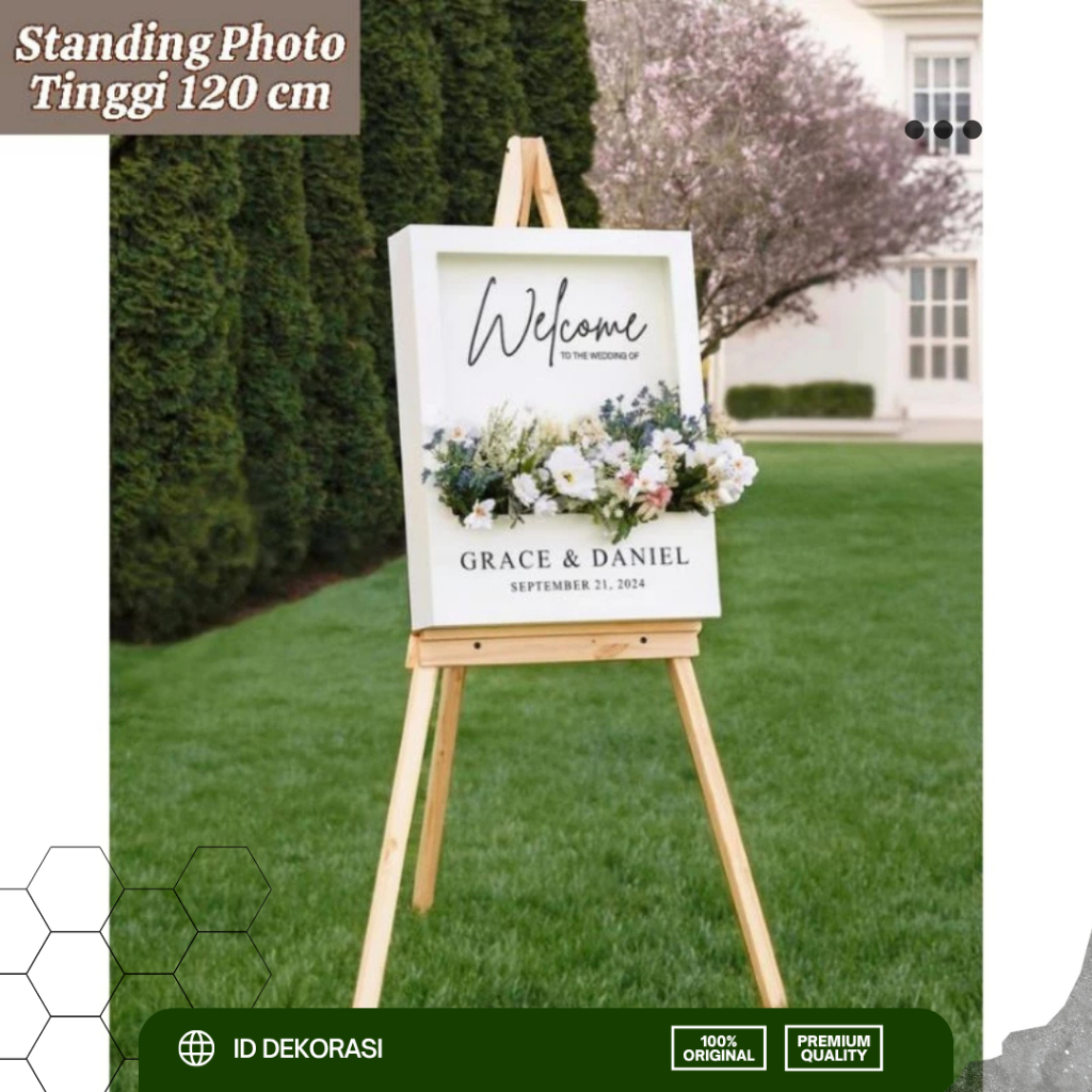 

ID DEKORASI Easel Kayu 120cm Estetik untuk Pajangan Foto Papan Wedding Sign Dekorasi Acara | Standing Frame Pernikahan Cafe Event Photobooth Pajangan Artistik Minimalis