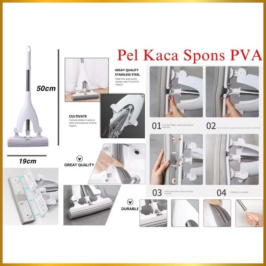 Alat Pel Kaca Dapur Spons PVA Alat Pel Pembersih Cleaning Mop Spons Tarik Serbaguna