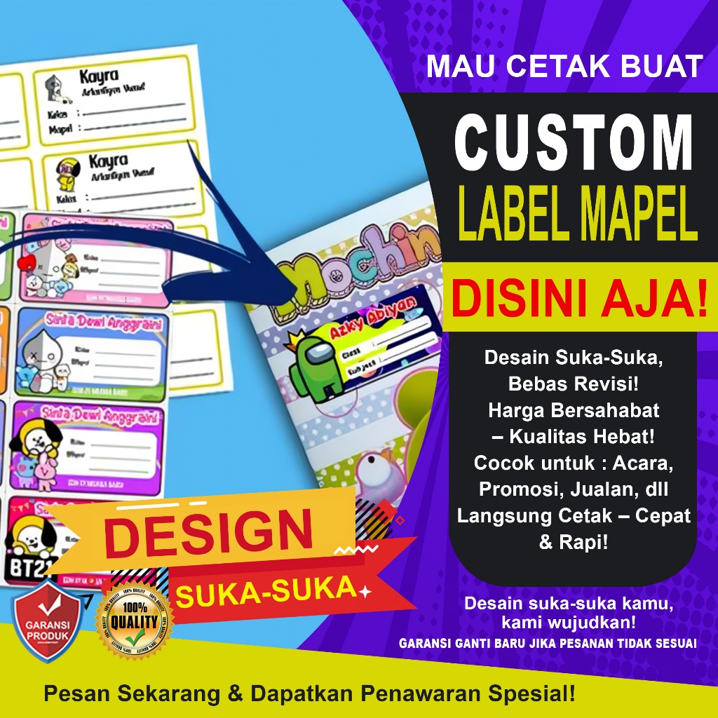 

40 PCS LABEL MAPEL BISA PAKE FOTO CUSTOM NAMA ANAK LABEL BUKU PELAJARAN TINGGAL TEMPEL
