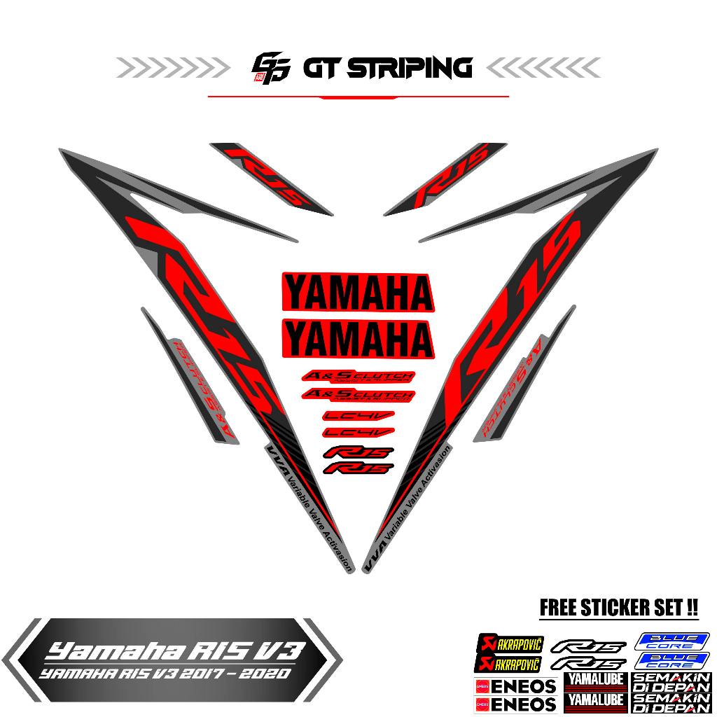 GTS 11 STRIPING YAMAHA R15V3 / STIKER / STOCK DECALS / ORI / STICKER MOTOR / R15 / 2017 - 2021 / V3 