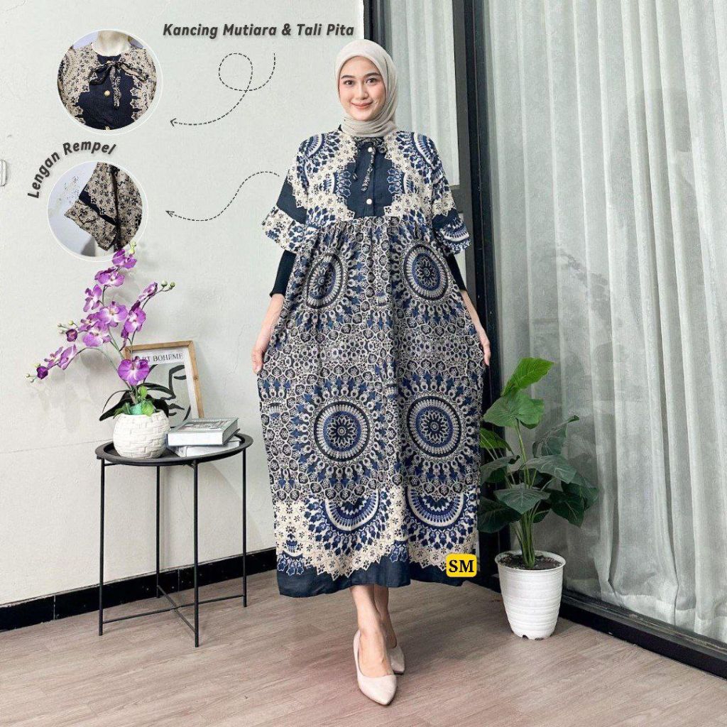 Gamis Pita Ziper Semi Rempel Ld 120 Bahan Tebal Adem Nyaman Dipakai Bumil Busui Frendly Resleting De