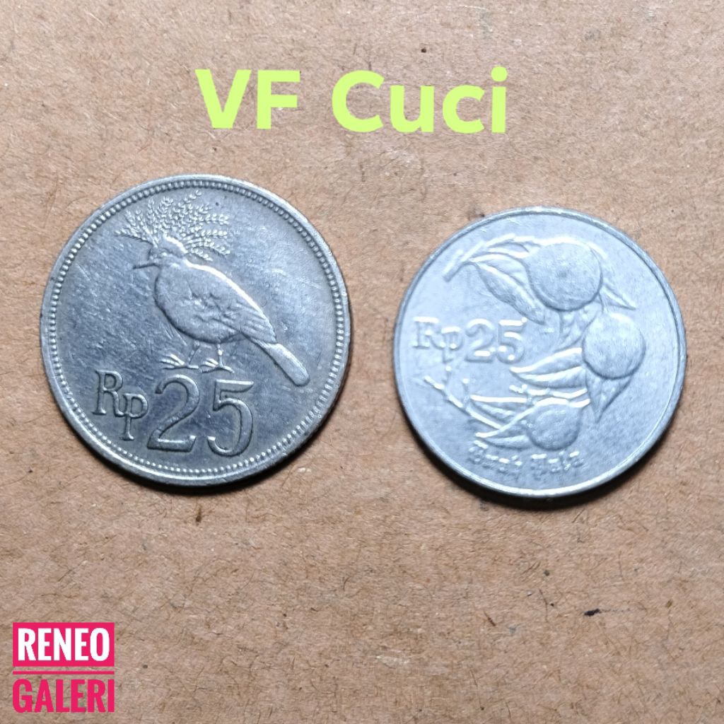 VF paket 2 variasi 25 Rupiah koin asli uang kuno logam Indonesia original burung merpati 1971 buah p