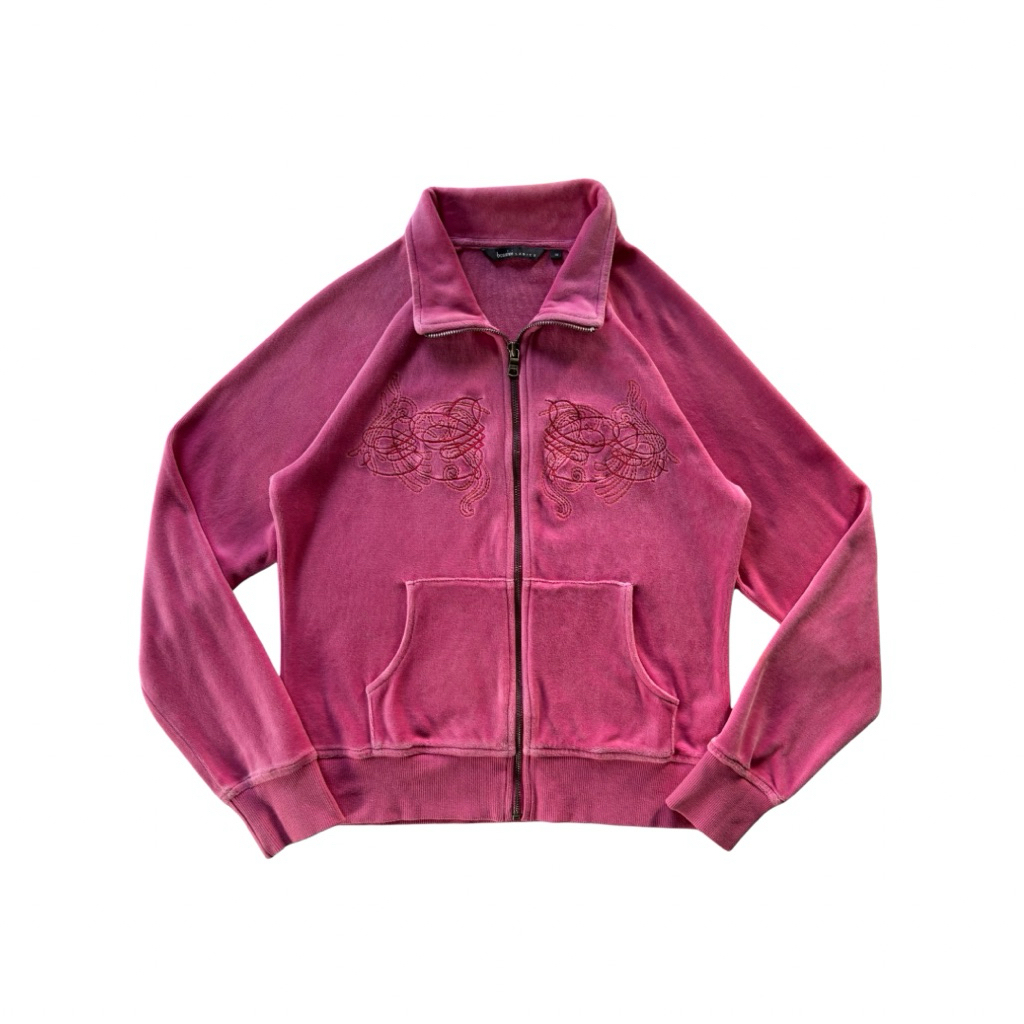 bossini pink velour zip jacket