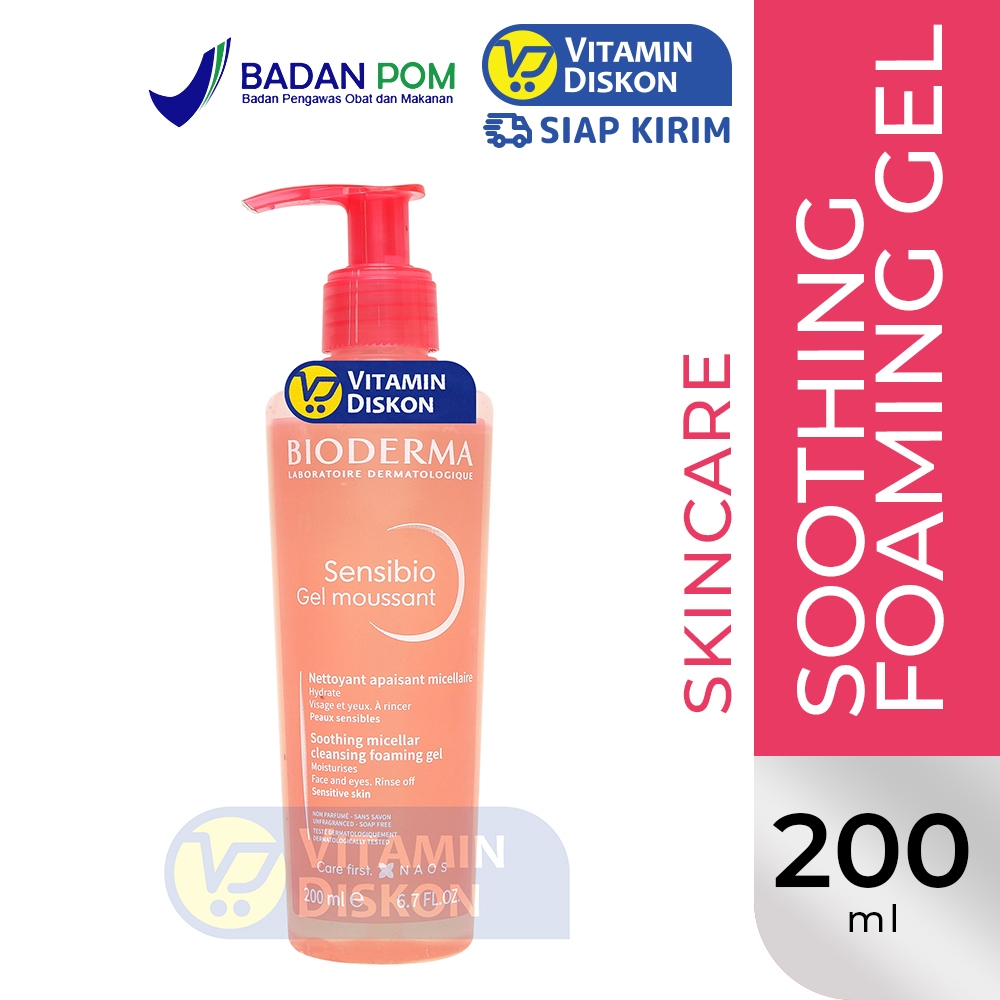 BIODERMA SENSIBIO GEL MOUSSANT 200ML | Facial Wash, Pembersih Wajah untuk Kulit Normal dan Sensitif