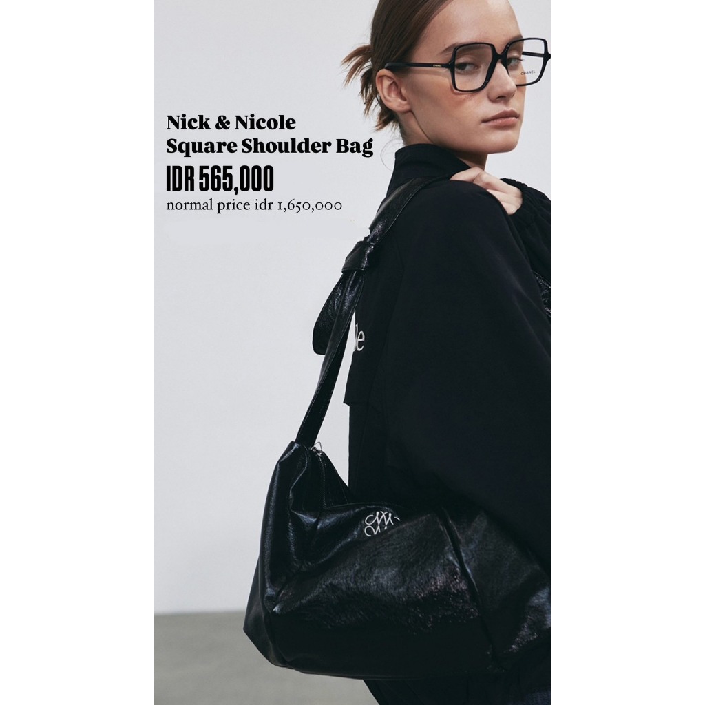 NICK NICOLE SQUARE SHOULDER BAG LINE HOBO BAG [PRE ORDER]