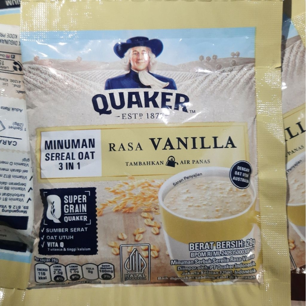 

QUAKER Oat Sachet 3 in1 SEREAL Quaker 28gr Vanila