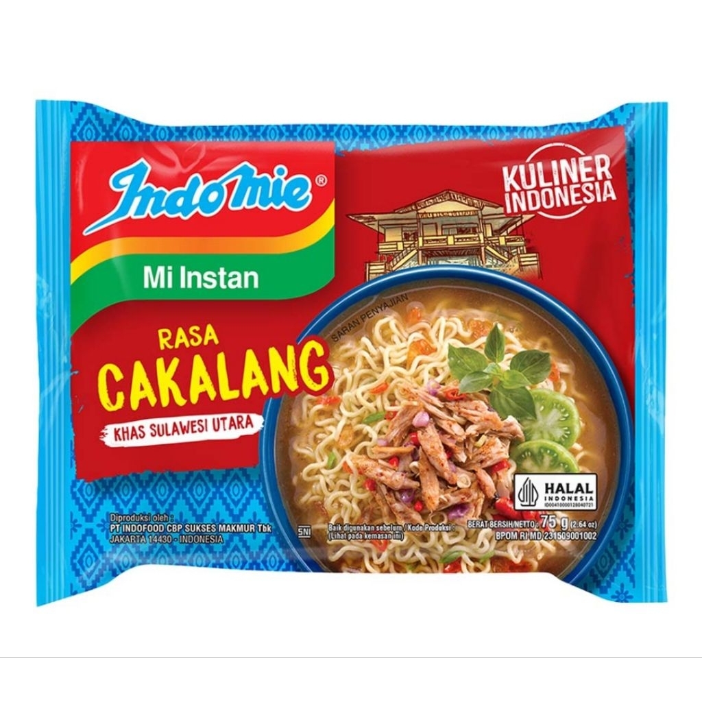 

Indomie Mie Instan Kuah Dan Goreng Rasa Cakalang isi 75 gram Khas Sulawesi Utara
