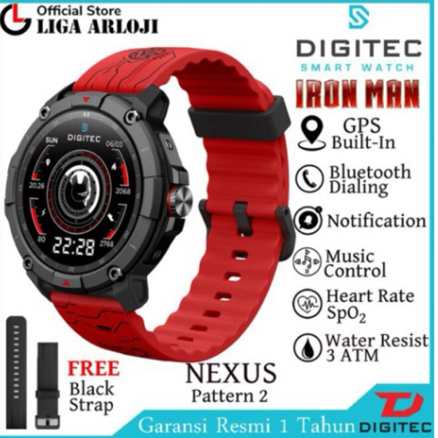 Jam tangan smartwatch Avanger Ironman digitec pria