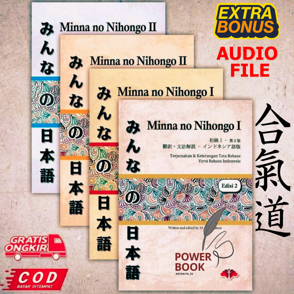 Buku Minna No Nihongo 1 dan 2 Edisi 2 Buku Bahasa Jepang Latihan Ukuran Original Shokyu Nihongo