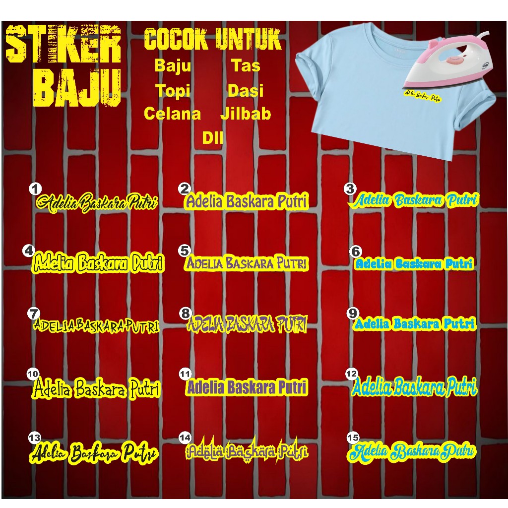 

Sablon Stiker Setrika Label Nama/Custom Label Nama Untuk Anak-anak Dan Dewasa Bahan Dtf Isi 30 Pcs Waterproof