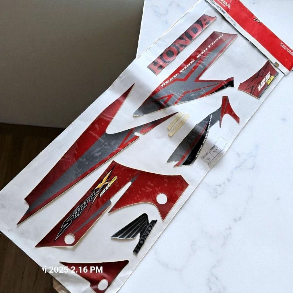 Striping Sticker Stripe Supra X 125 DD original AHM 2006 list warna Merah