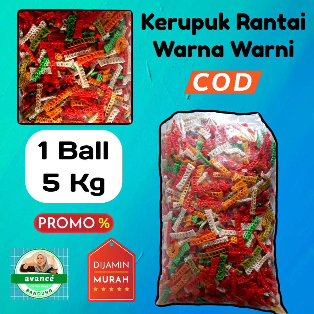 

Kerupuk Rantai / Kepang Warna Warni Mentah 1 Ball (5 Kg)