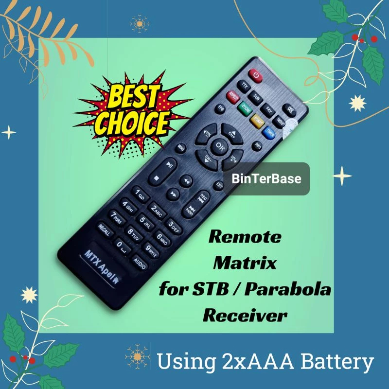 Remote remot STB Receiver Parabola Matrix Apel HD DVB T2 UHF MTX Apel KW Pengganti Ori Pabrik