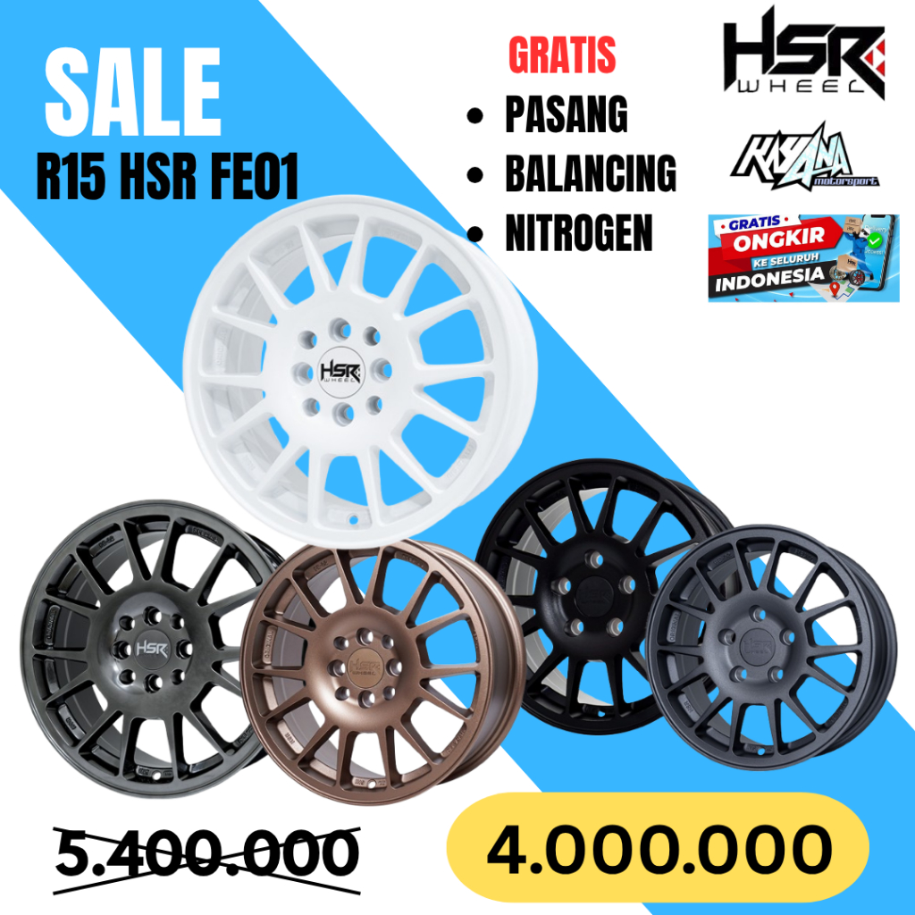 Velg Rally look R15 original HSR fe02 buat mobil innova xpander terios rush kuda xtrail gratis kirim