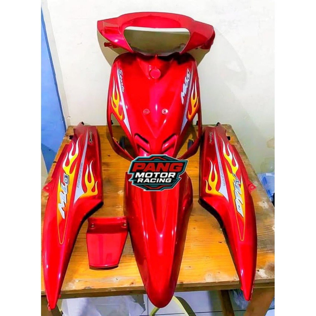 Body set mio Sporty Merah Marun striping api Bodi ful set MIO merah
