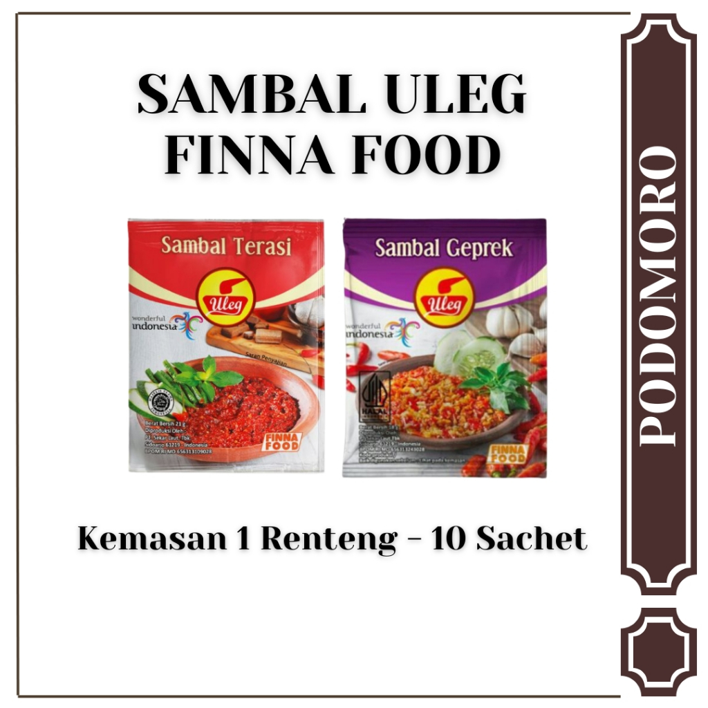 

Sambel Terasi / Sambel Geprek Uleg Finna Food - 1 Renteng isi 10 Pcs - Sambel Sachet 18 Gram