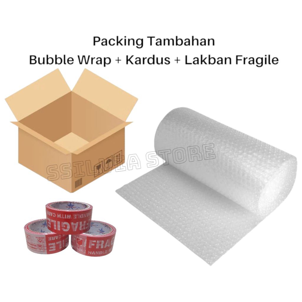 

Packing Tambahan Bubble Wrap Kardus Lakban Fragile