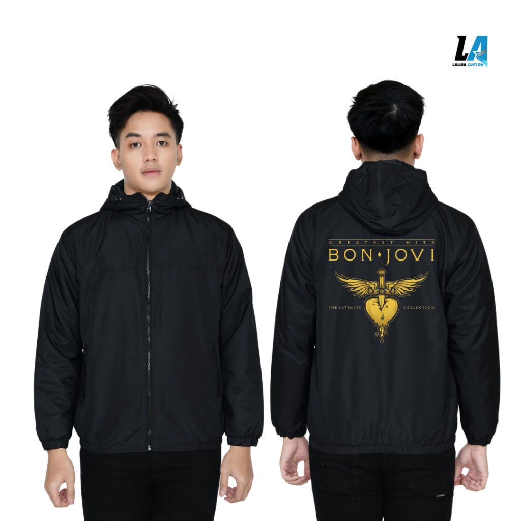 Jaket Parasut Eleganter Custom Pria Wanita Desain Bebas Jaket Bon Jovi