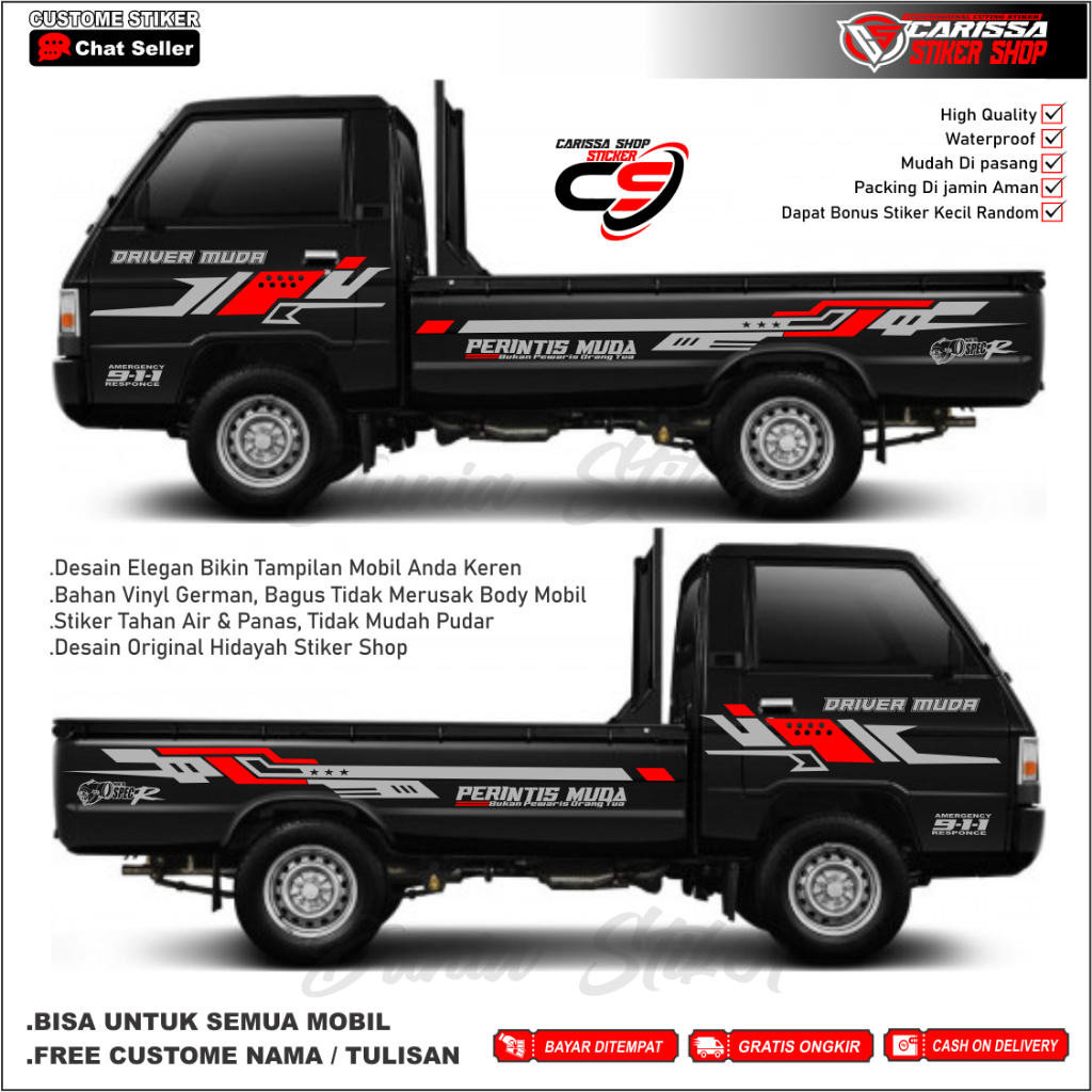 Cutting Stiker Mobil Pickup L300 Stiker Striping JET PICKUP L300 Stiker Mobil Pickup Mitsubishi L300