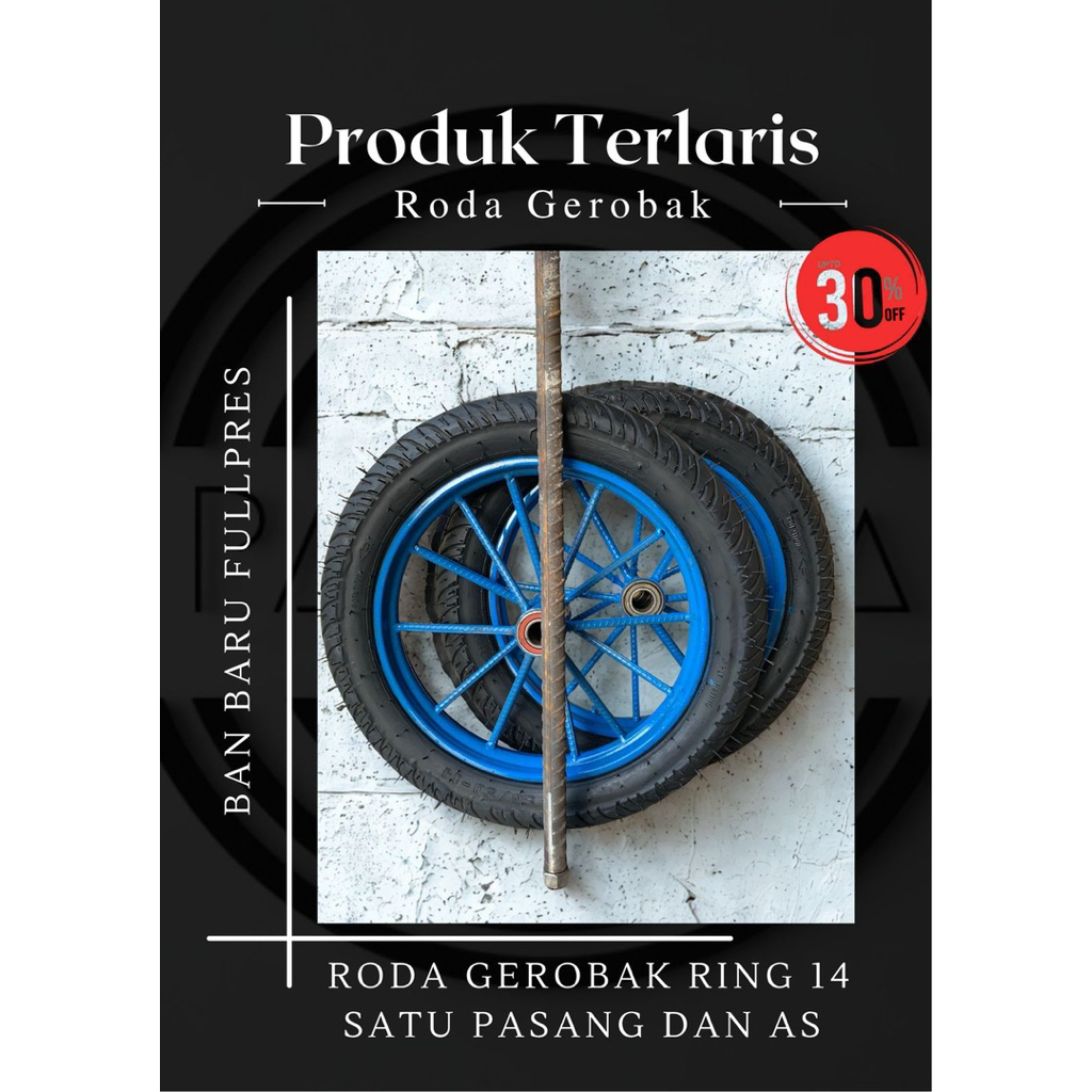 RODA GEROBAK RING 14 BAN BARU