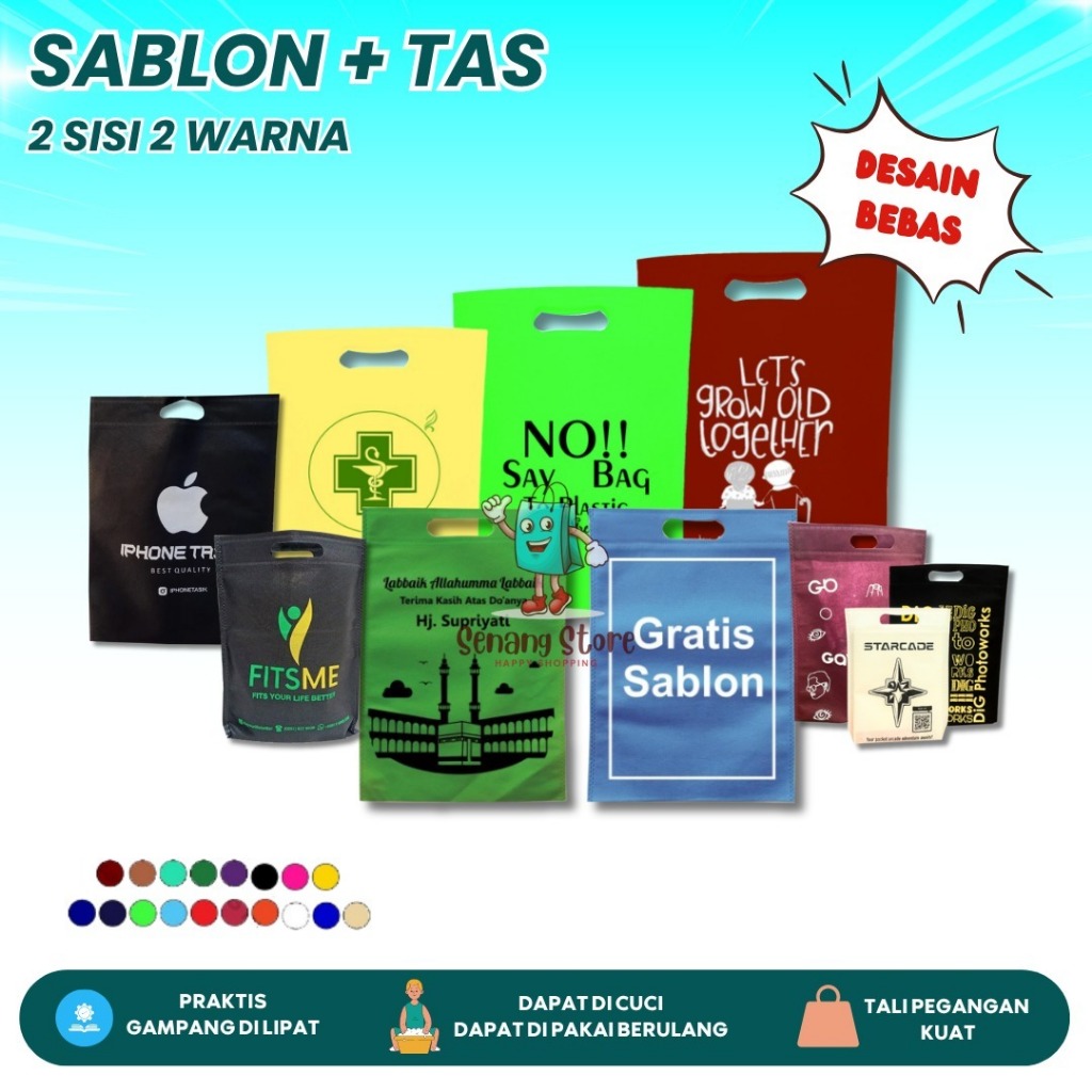 

CUSTOM SABLON PLUS TAS Goodie Bag OVAL 2 SISI 2 WARNA 20X26 25X35 30X40 Kantong Tas Belanja TOTEBAG Spunbond Hampers Souvenir