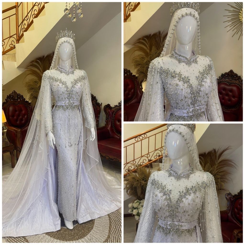 Gaun pengantin Slim payet / slim dress Pengantin / slim dress ekor / gaun Pengantin model slim ekor 