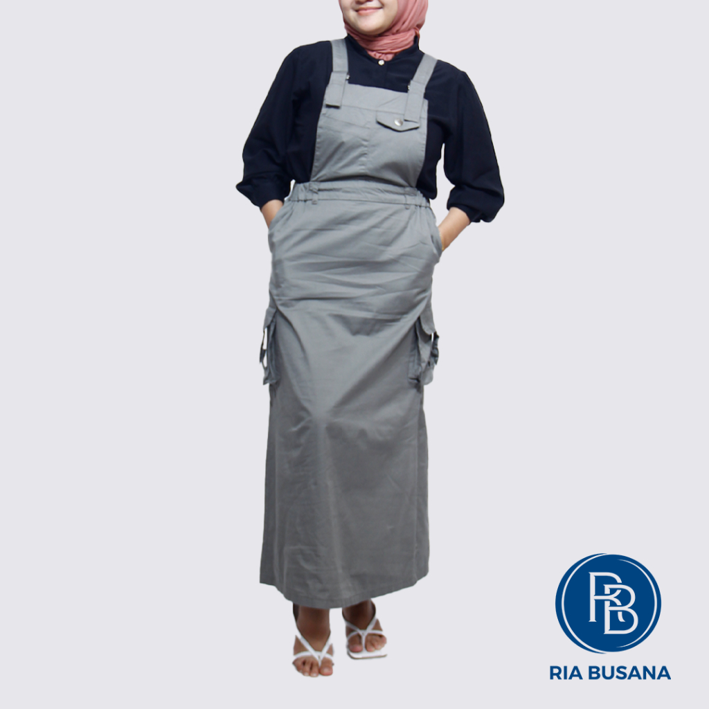 Ria Busana - Agesty - Overall Wanita Panjang Cargo Katun Baju Kodok Art. ARCO00128GP