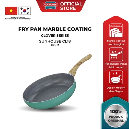Sunhouse Clover Marble Fry Pan 18cm, 20cm, 22cm, 24cm, 26cm/