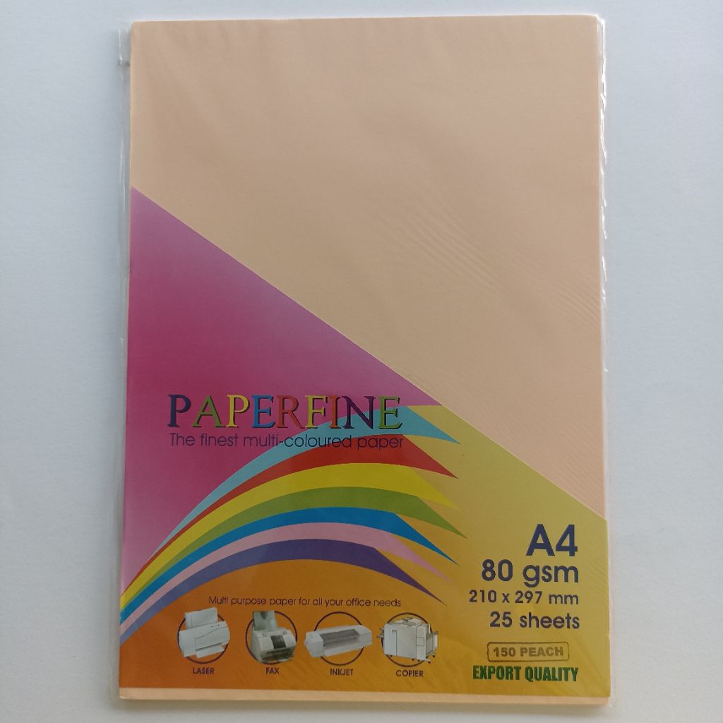 

Paperfine A4 150 Peach | Kertas A4 Warna Peach | Hvs A4 80 gsm | Paper Color 210X297mm
