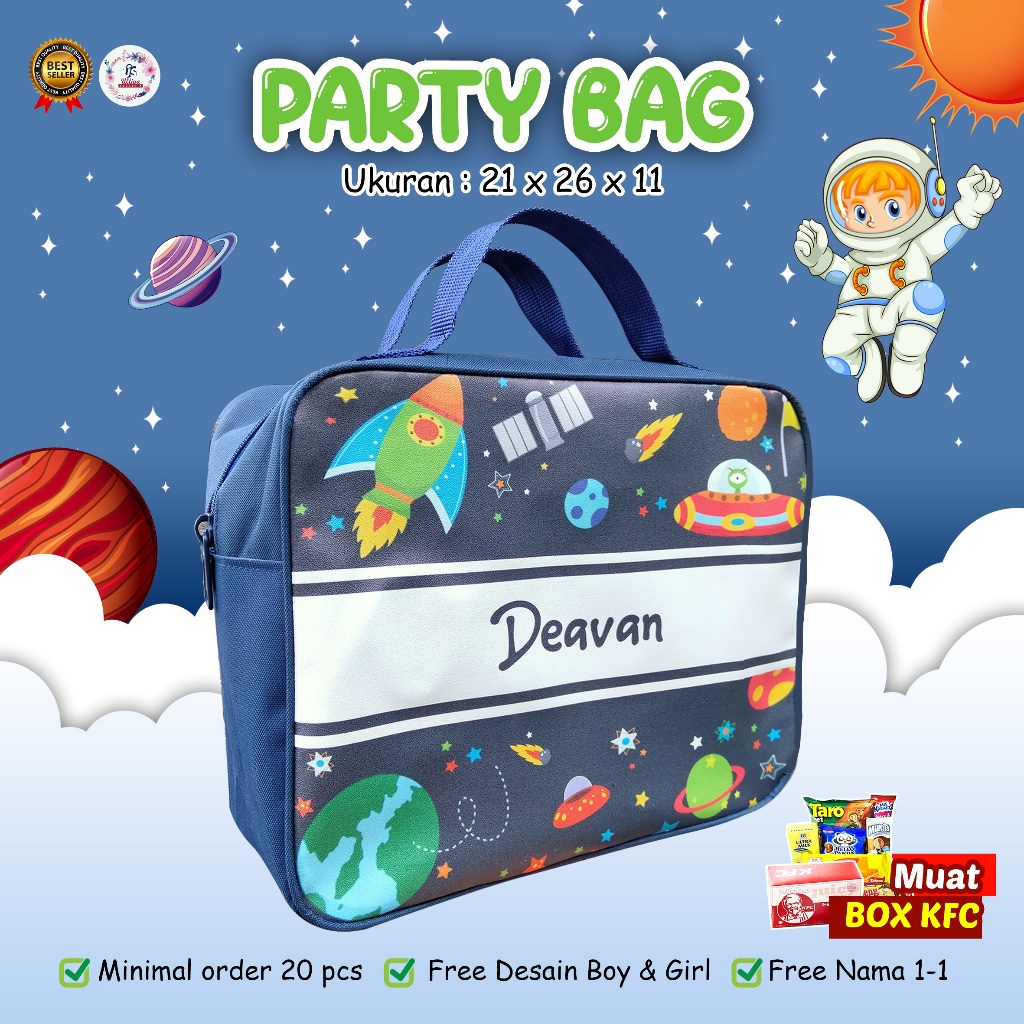

PREMIUM MODEL PARTY BAG Tas Ultah Murah Di Bawah 15 Ribuan Tema Astronot Galaxy Space Dan Bisa Custom Tema Cewek Cowok, Foto, Nama Tamu
