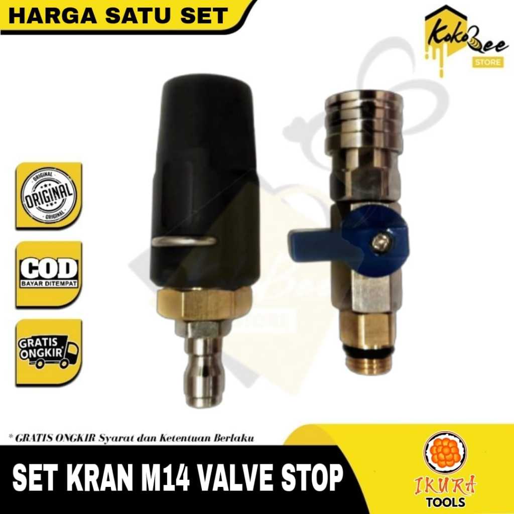 Valve Stop Kran Set M14 Keran Steam Stim Cleaner Gun Jet High Pressure Cleaner Cuci Ac Mobil Motor K