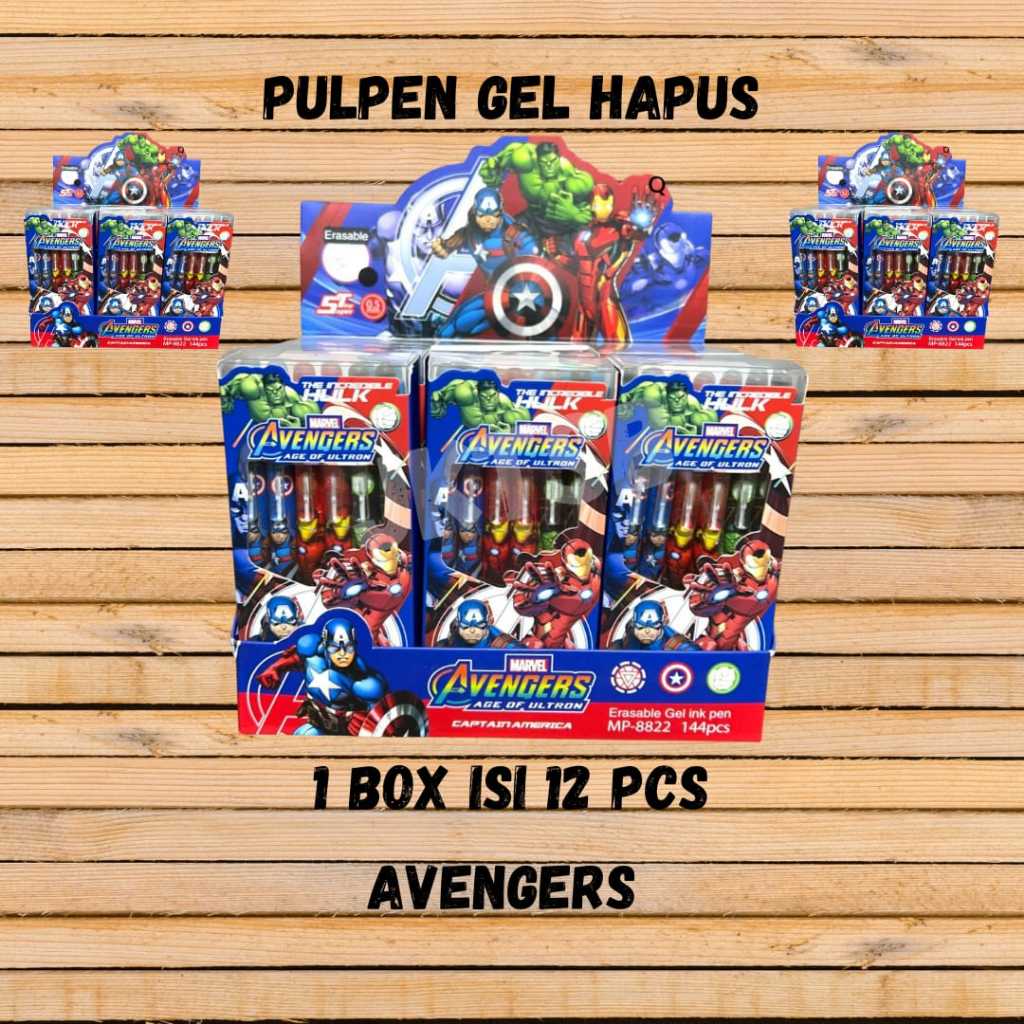 

Pulpen Gel Hapus Avengers 1 Box 12 Pcs Hitam