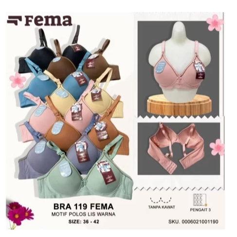 Bra polos fema cup B kait 3 busa sedang tidak mudah pecah cup b