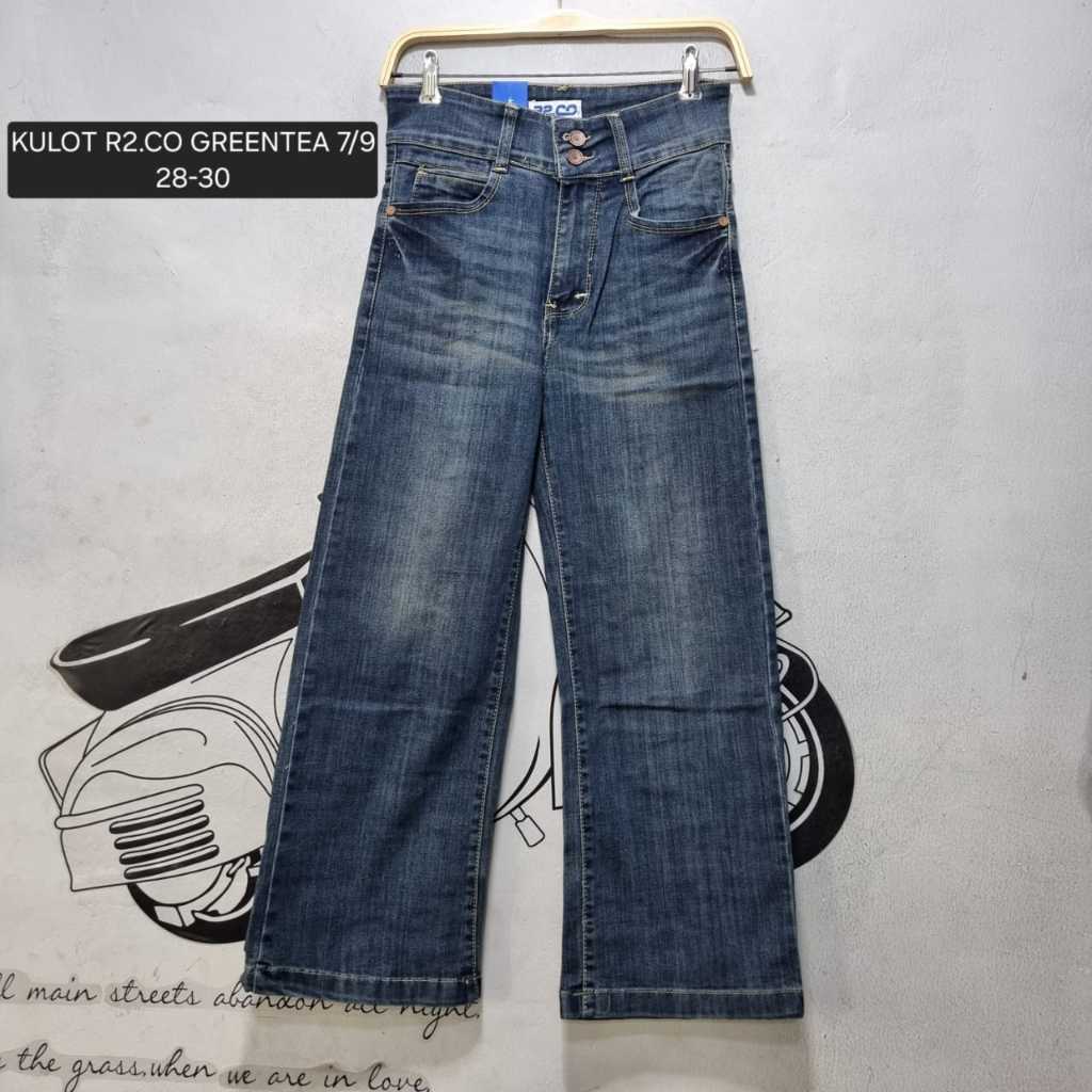 LaMalla - Kulot Viona | Celana Jeans Wanita Kulot 7/9 Style Greentea Best Seller Bahan Melar (Strech