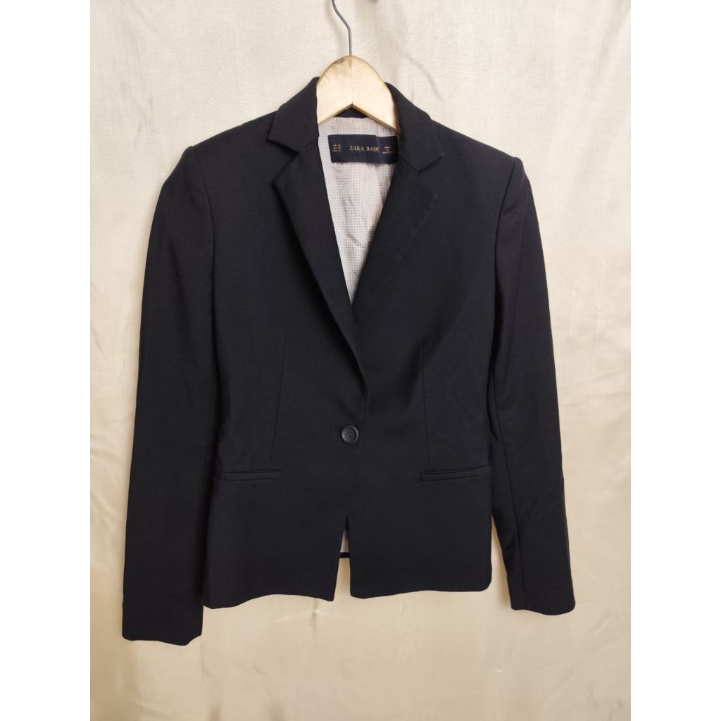 Woman blazer Zara basic jas hitam wanita size xs