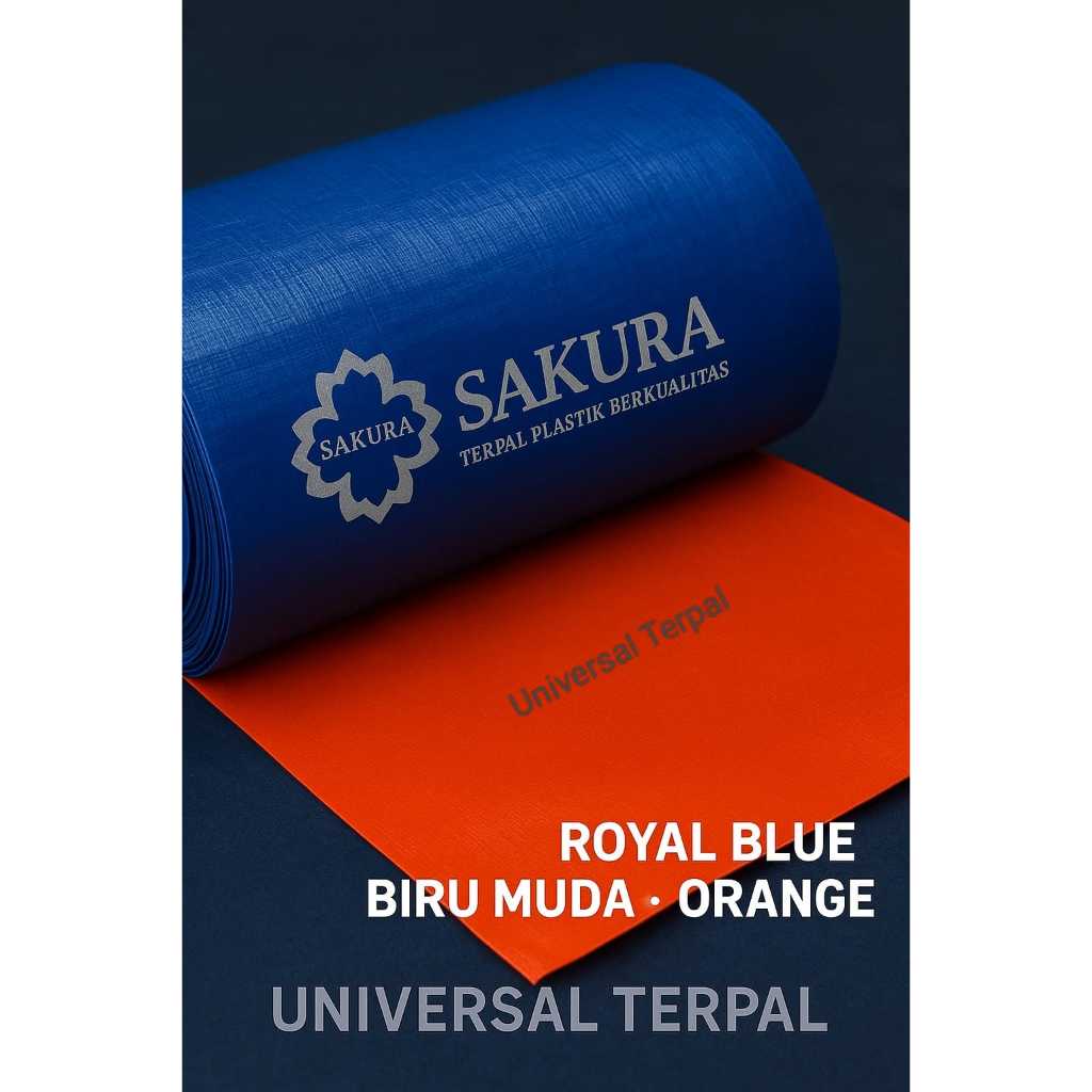 Terpal Sakura A12 (Roll/Gulungan) - Biru Muda Orange/Biru Muda Silver/Biru Tua Orange/Biru Tua Silve