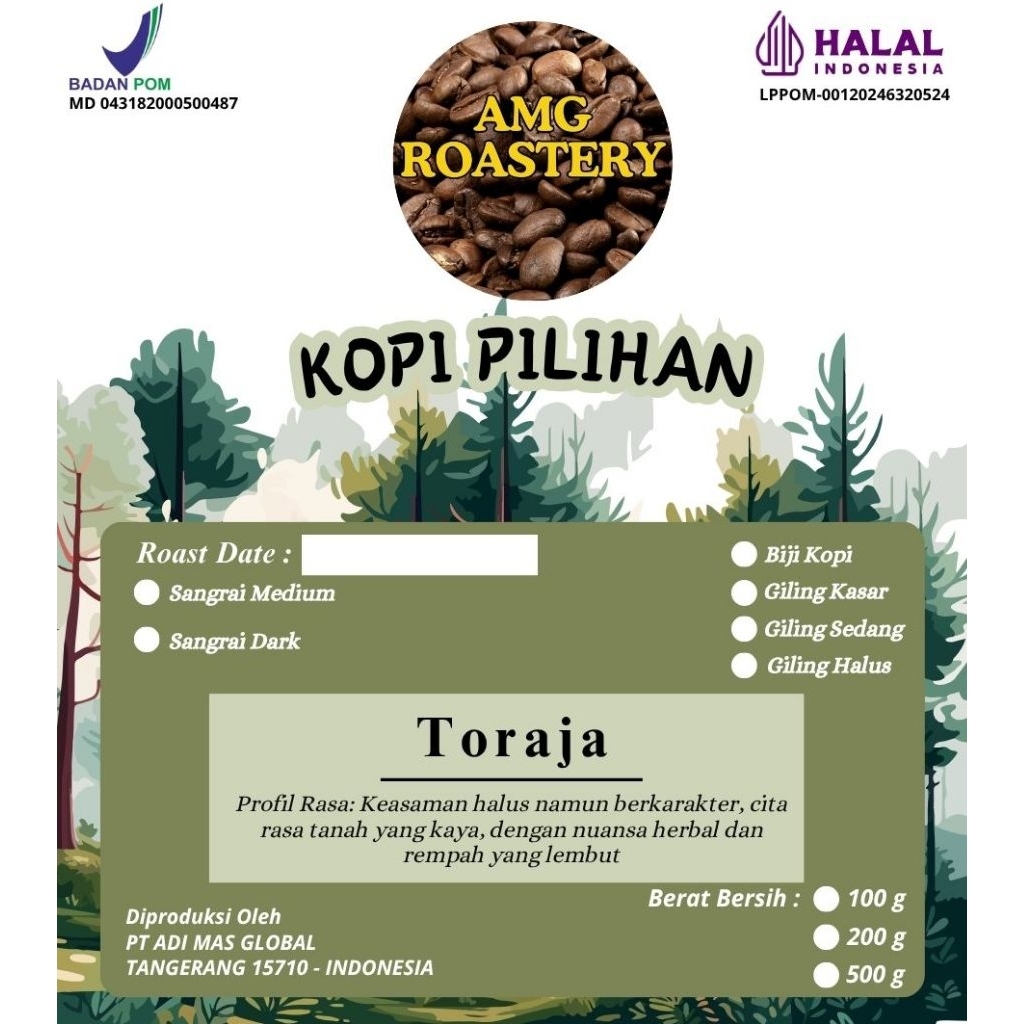 

Kopi Arabika Toraja Premium – Biji atau Bubuk – 100g / 200g / 500g – Fresh Roast, Sertifikat Halal & BPOM