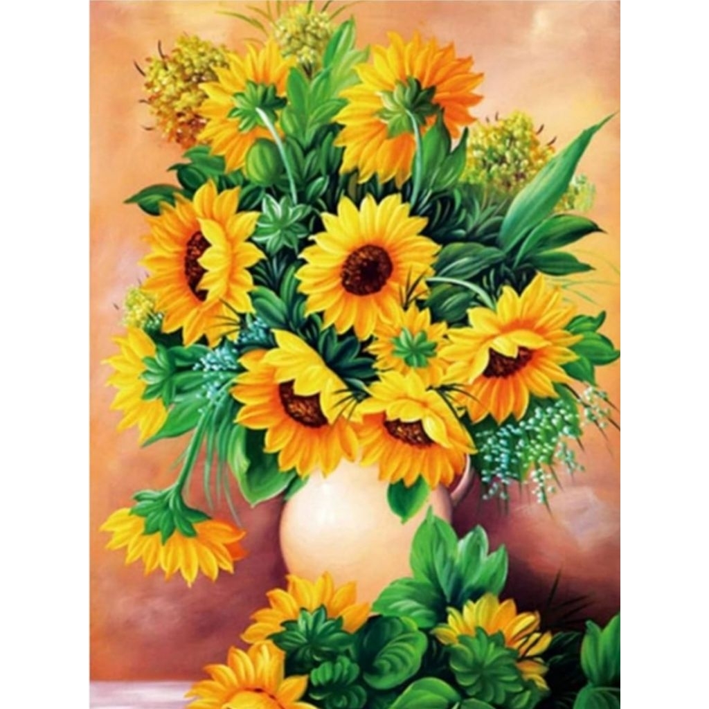 Paket kristik vas bunga matahari cross stitch kit 11ct
