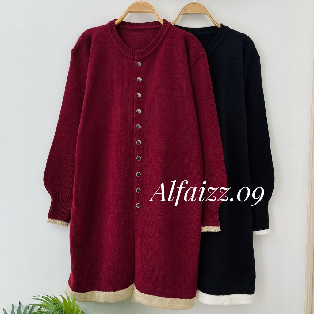 Bilaa Long Tunik - Blouse Atasan Cardigan Rajut Wanita Kancing Depan Formal Premium Korean Style