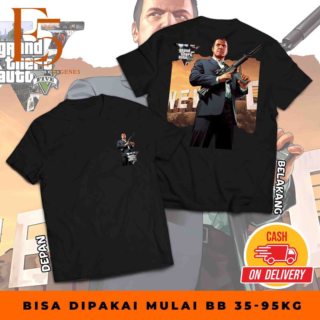 Jual Kaos GTA V Grand Theft Auto San Andreas - Baju Distro Karakter GTA Michael De Santa Terlaris Ke