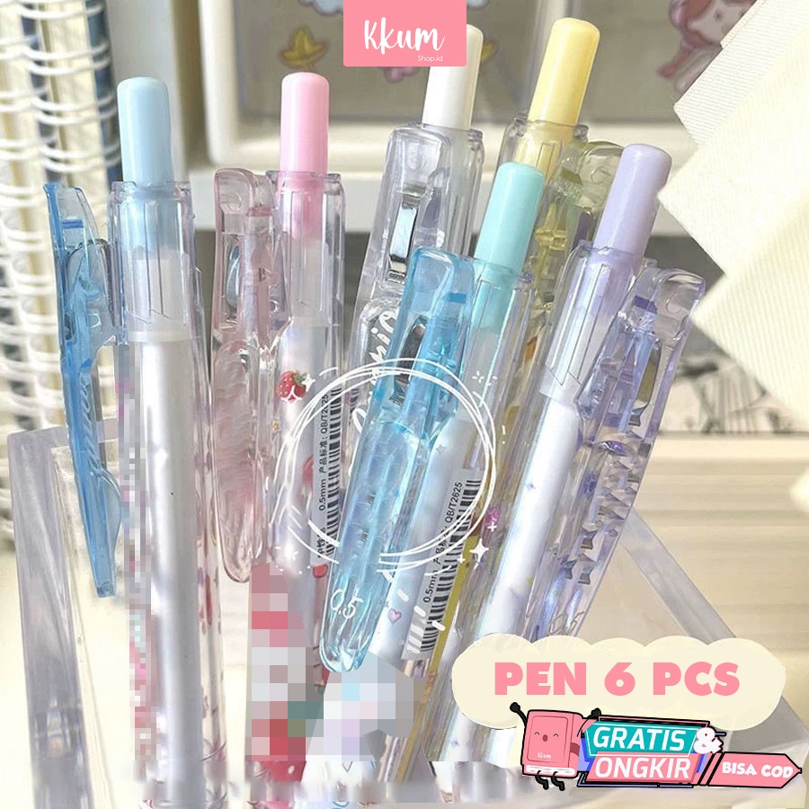 

6 PCS Pulpen Gel ST 0.5mm/ Gel Pen Mekanik Hitam