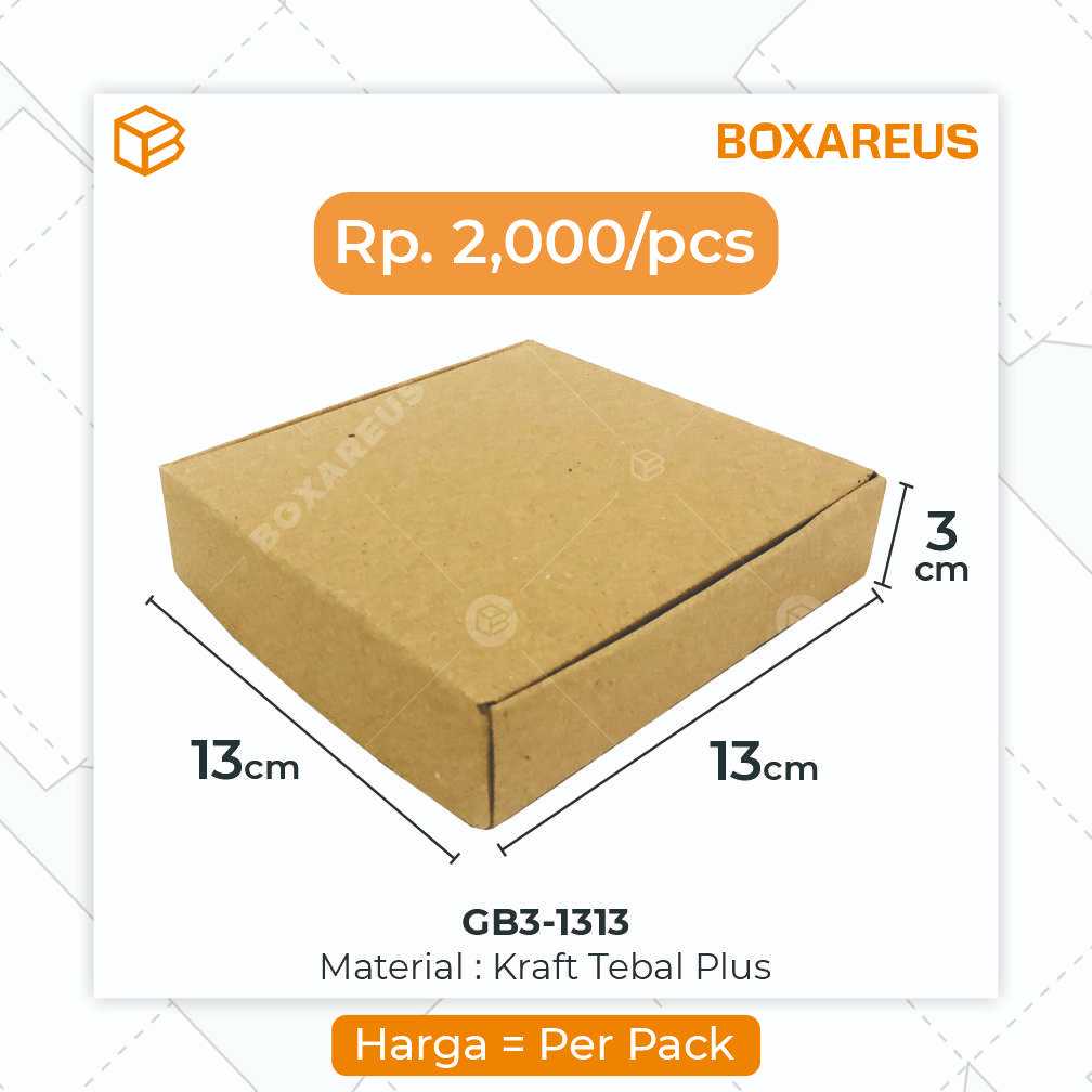 

Gift Box Kotak Packing Packaging Souvenir Brown Kraft 13x13x3cm | GB3