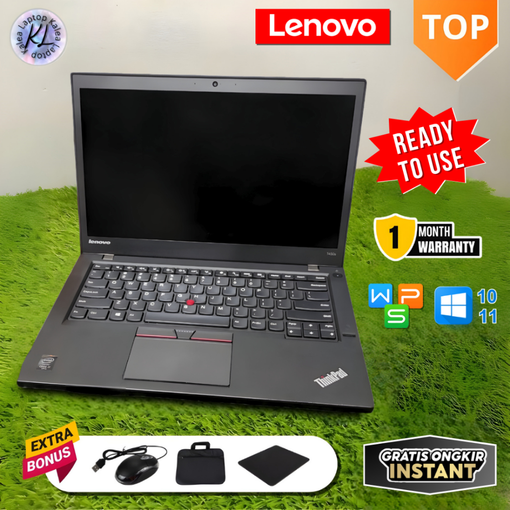 Laptop Lenovo ThinkPad T450s Core i5 i7 GEN 5 RAM 8 SSD 256 Layar 14 inch Mulus NO Minus
