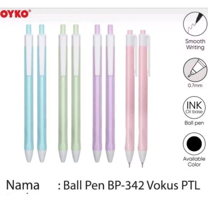 

Pulpen Joyko Bp-342 Vokus Case pastel tinta Hitam