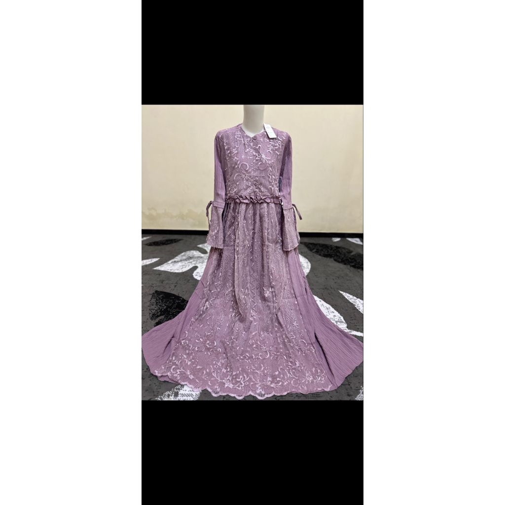 gamis lady crush brukat warna taro /lavender